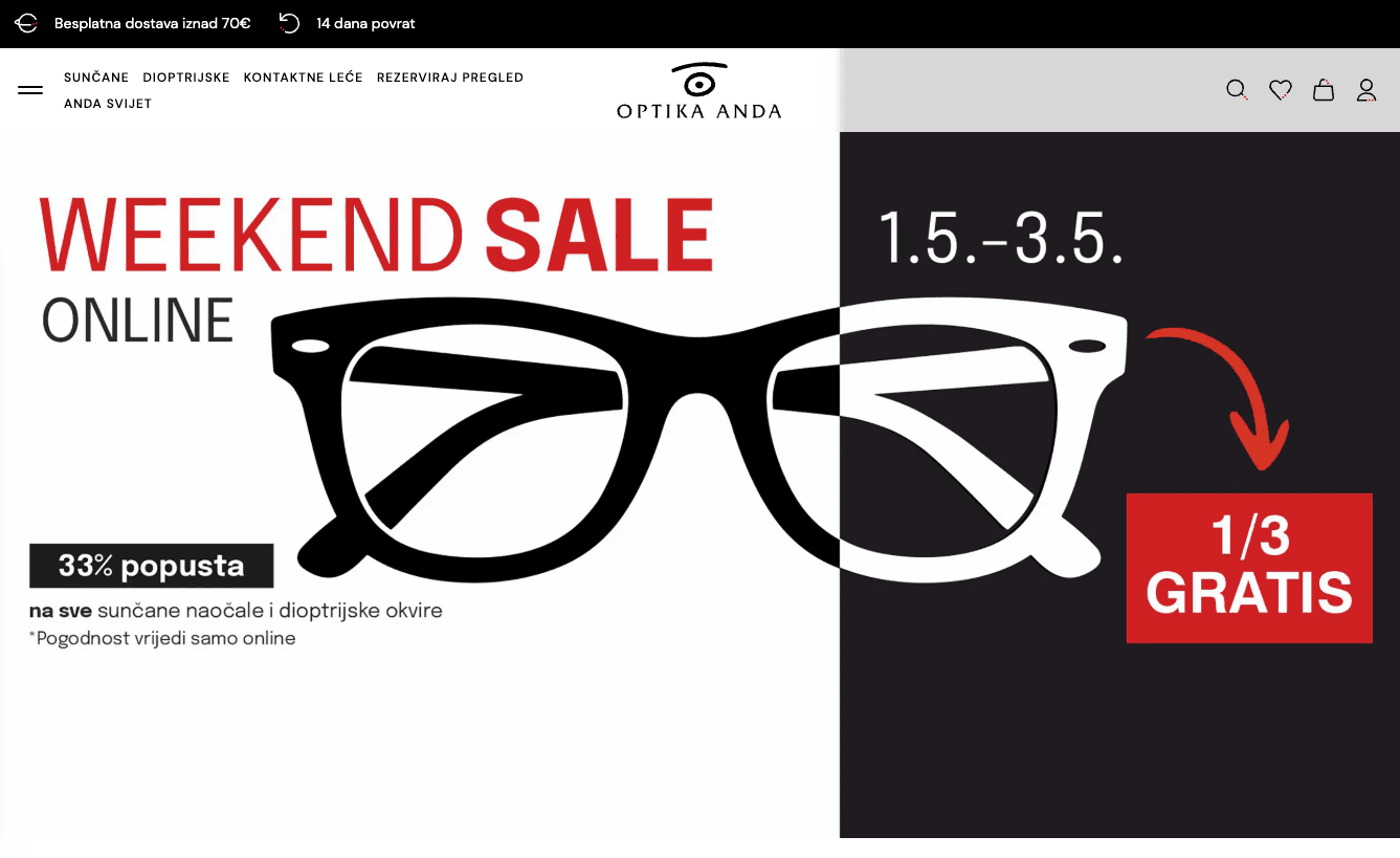 Optika Anda homepage preview